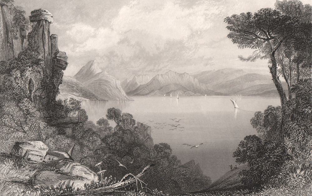 Ruins of the Palace of Ulysses at Aito, Ithaca 1840 old antique print picture